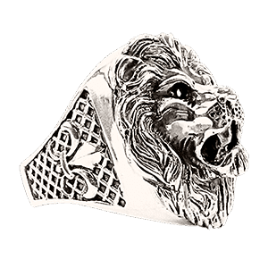 Мужское серебряное кольцо Lion со львом