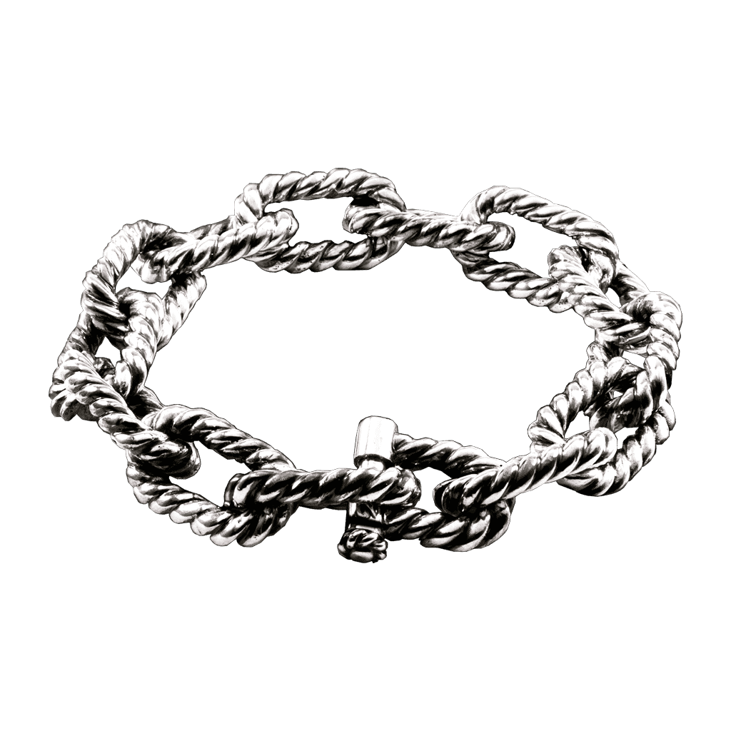 Мужской массивный серебряный браслет Rope