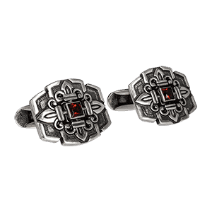 Мужские серебряные запонки Splendor с гранатами и эмалью