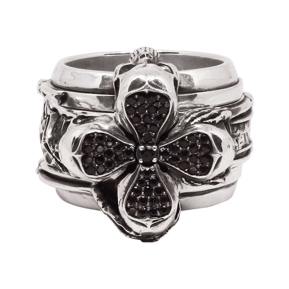 Дизайнерское разборное кольцо из серебра с черепами Averter