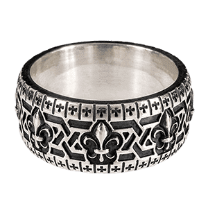 Мужское серебряное кольцо Domination с геральдическими лилиями и крестами