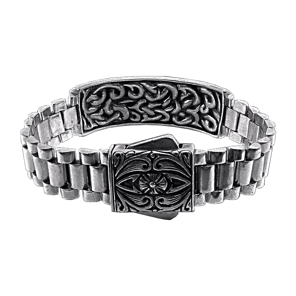 Массивный мужской браслет Mayan с серебряными орлом и змеёй