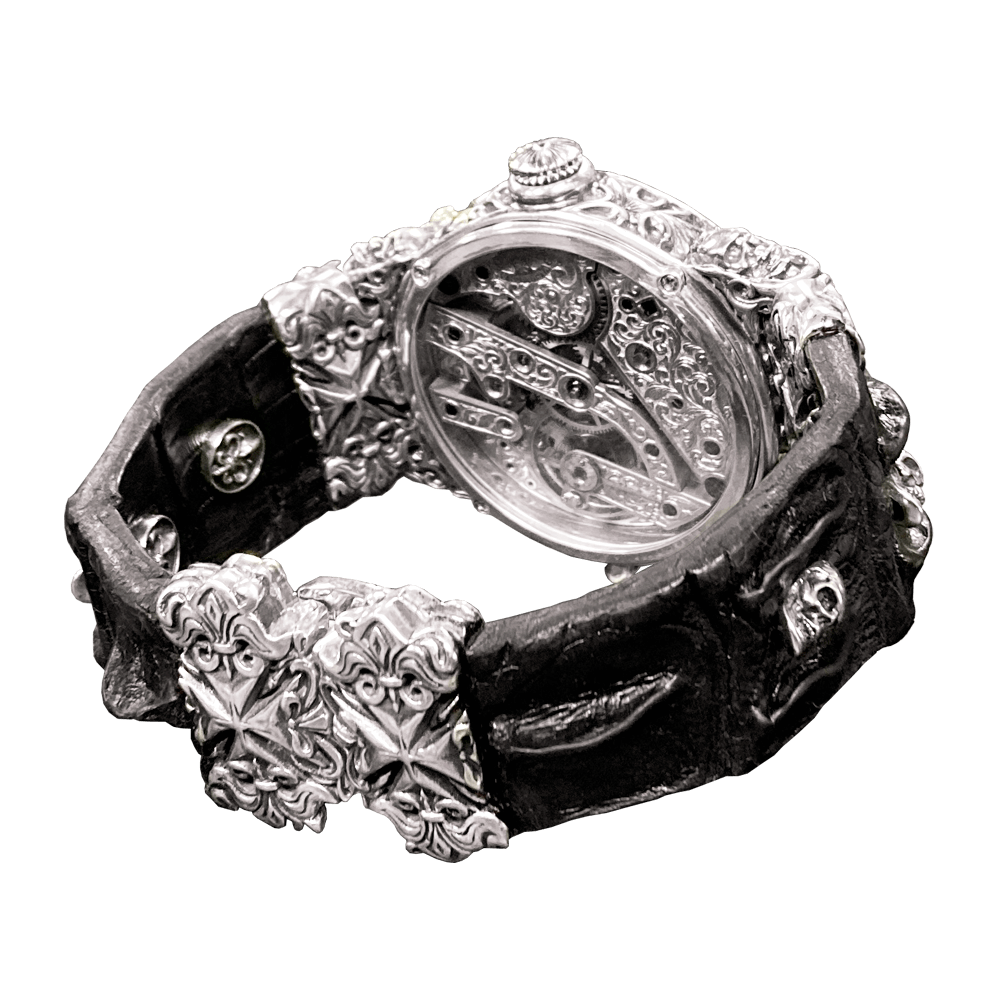 Мужские серебряные часы Cross&Skull с черепами