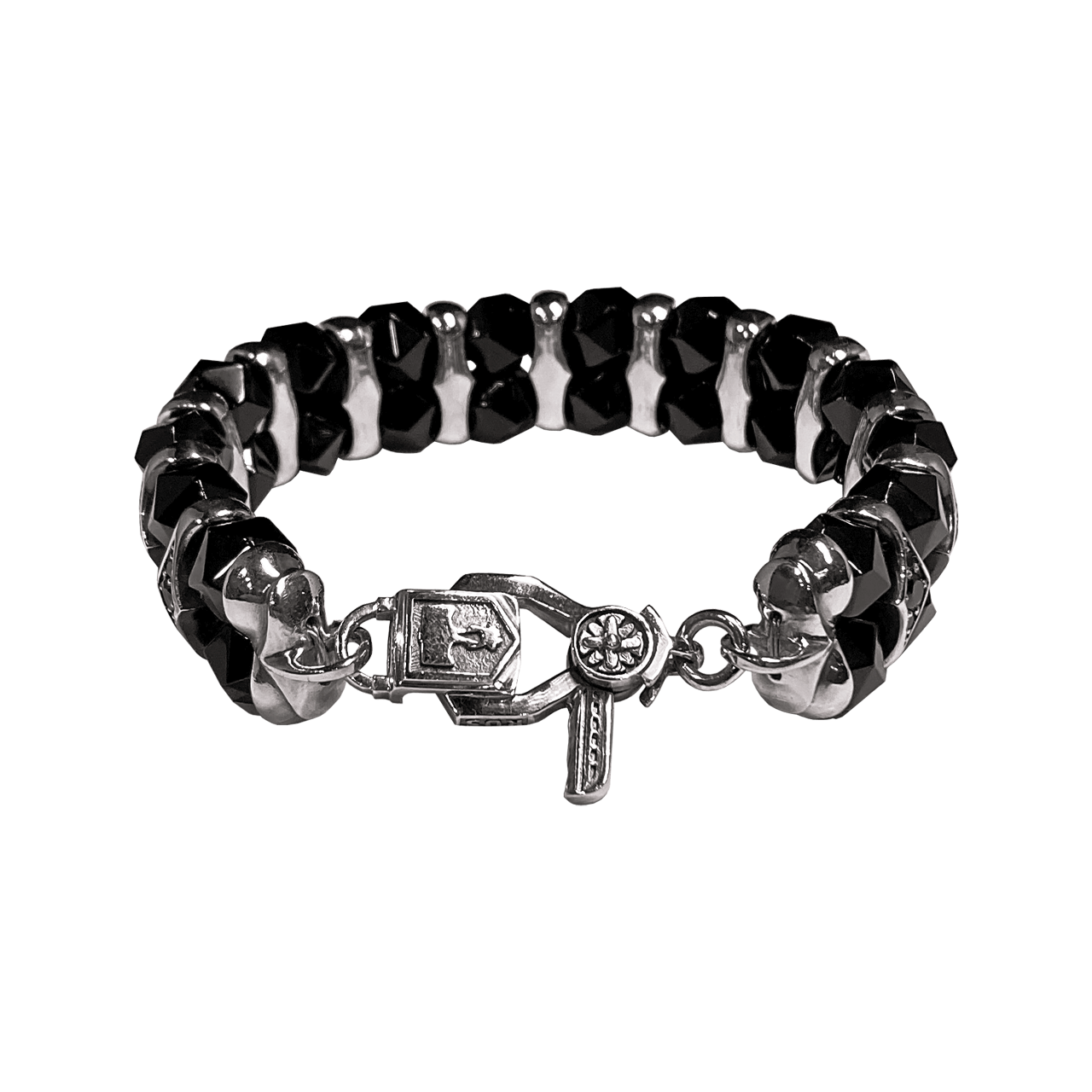 Мужской серебряный браслет Glam Black Gems с бусинами агата и вставками фианита - фото №2