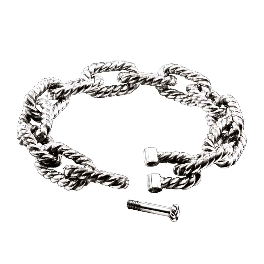 Мужской массивный серебряный браслет Rope