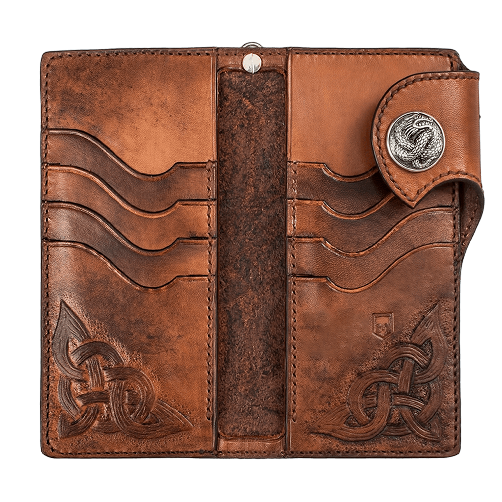 Мужской кожаный кошелёк Beast с драконом из серебра