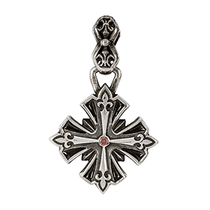 Серебряная подвеска унисекс Savior в виде креста с гранатом