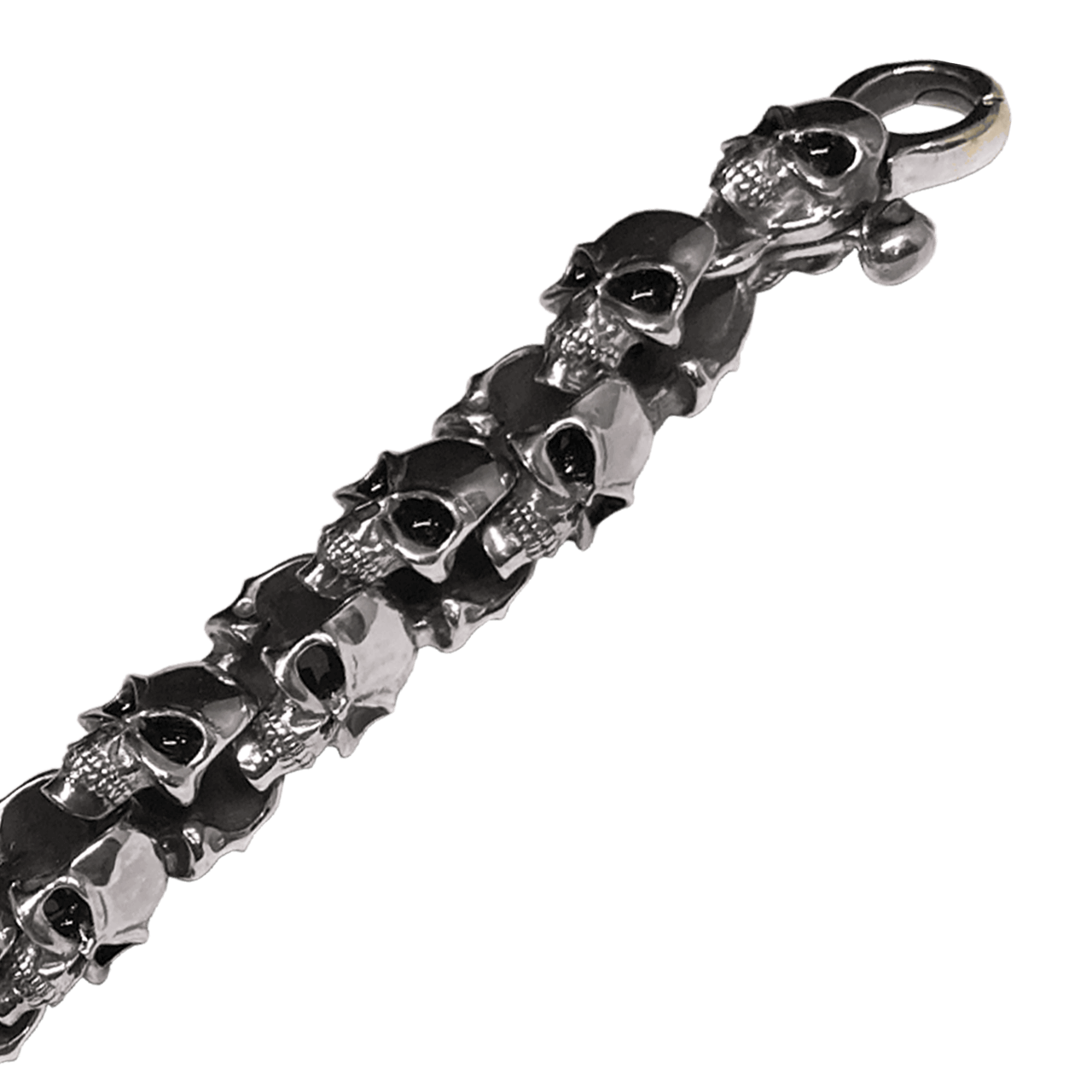 Массивный мужской серебряный браслет Horror Max с черепами - фото №3