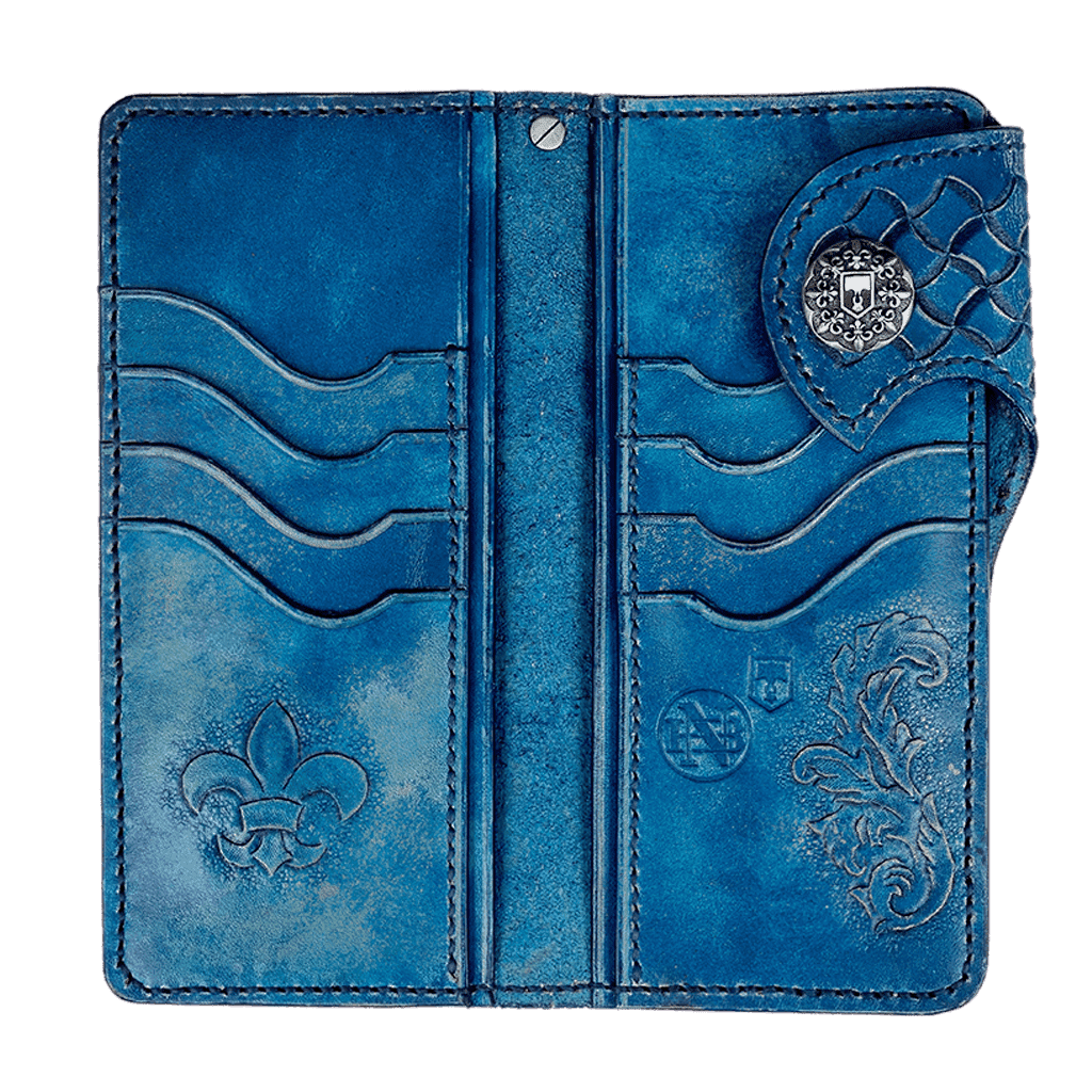 Мужской синий кожаный кошелёк Royal с геральдическими лилиями
