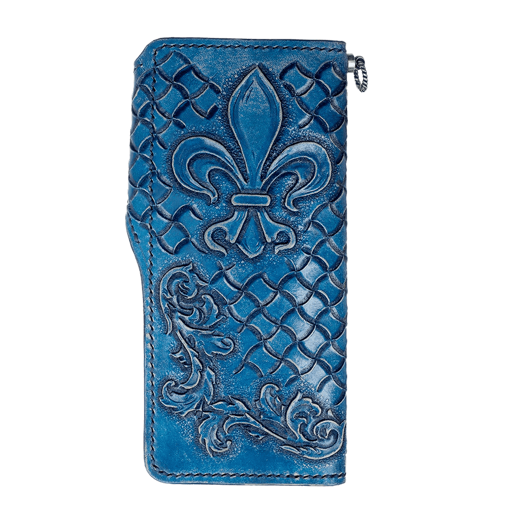 Мужской синий кожаный кошелёк Royal с геральдическими лилиями