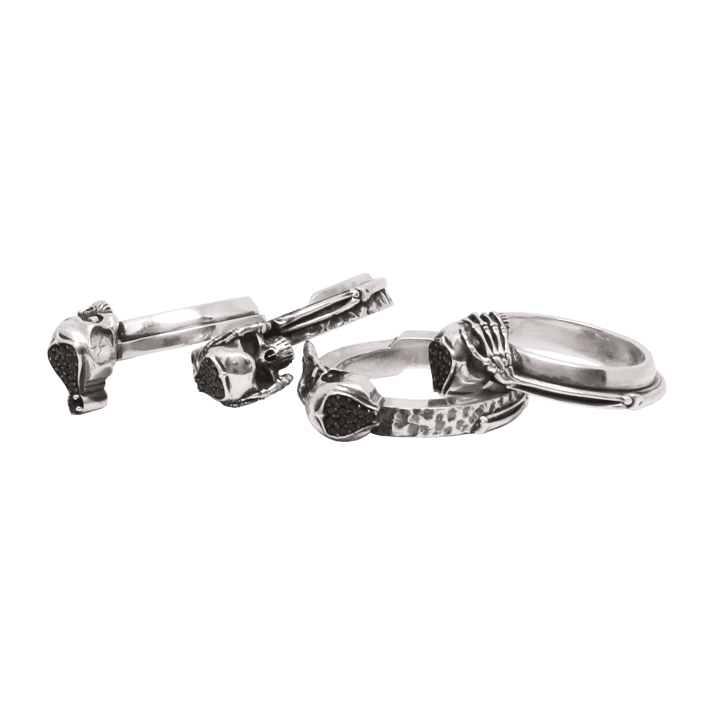Дизайнерское разборное кольцо из серебра с черепами Averter