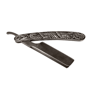 Опасная бритва из дамасской стали с ручкой Beast из серебра