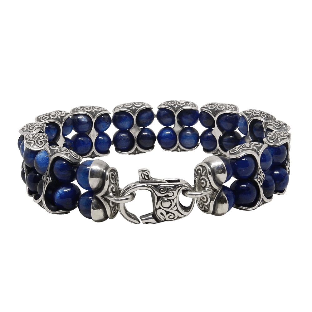 Мужской серебряный браслет Wisdom Blue с синим кианитом