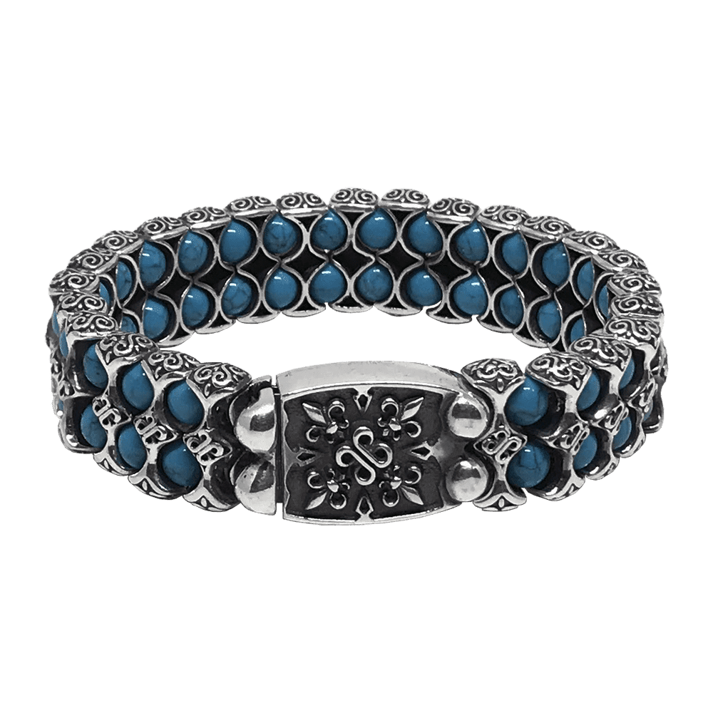 Массивный мужской серебряный браслет с бирюзой Plush Turquoise Mini купитьв Москве