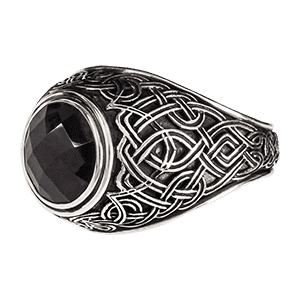 Мужское серебряное кольцо Black Agate с чёрным агатом