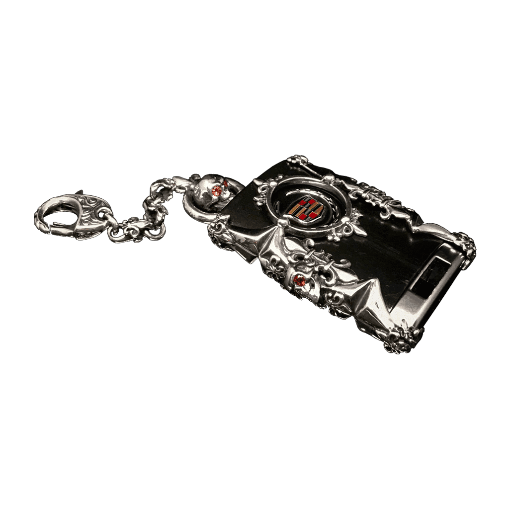 Чехол для ключа-брелока Cadillac из серебра с черепами