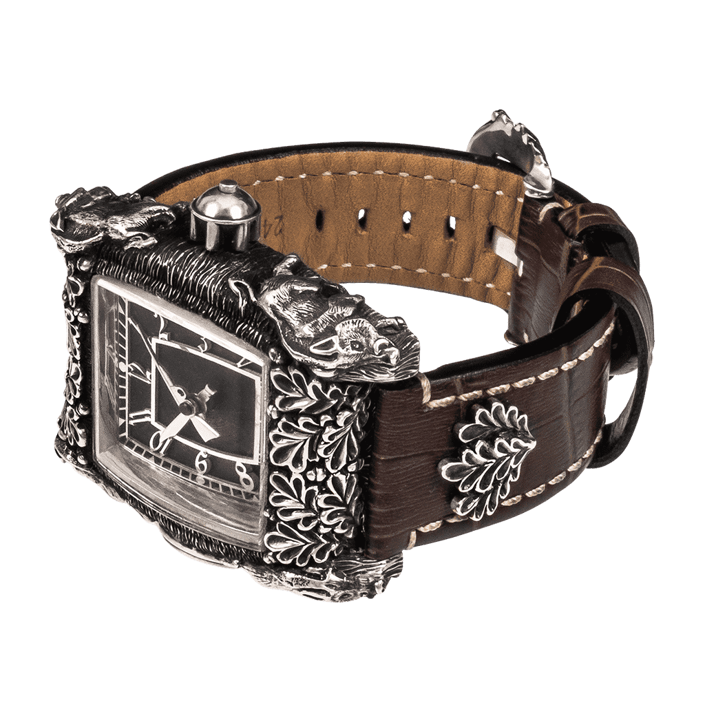 Мужские механические часы Hunter с серебряными вставками охотничьей тематики