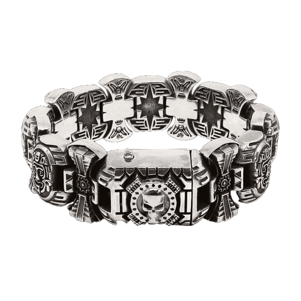 Массивный мужской серебряный браслет Aztec