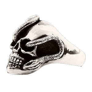 Серебряный перстень мужской Skull And Snake с черепом и змеями