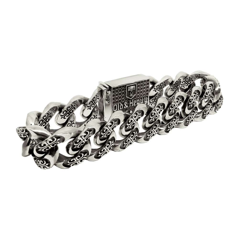 Мужской массивный серебряный браслет Crusader Mini с лилиями